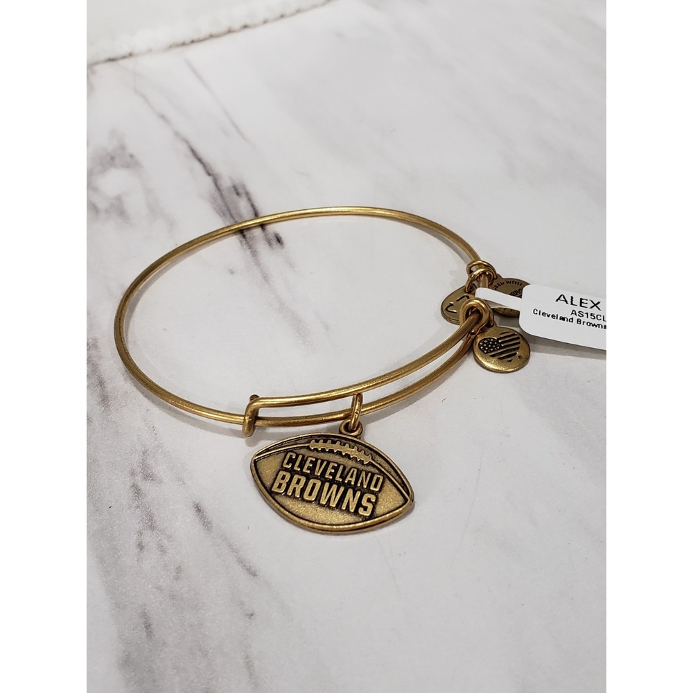 NEW Alex and Ani NFL Cleveland Browns Football Bangle Rafaelian Gold One Size